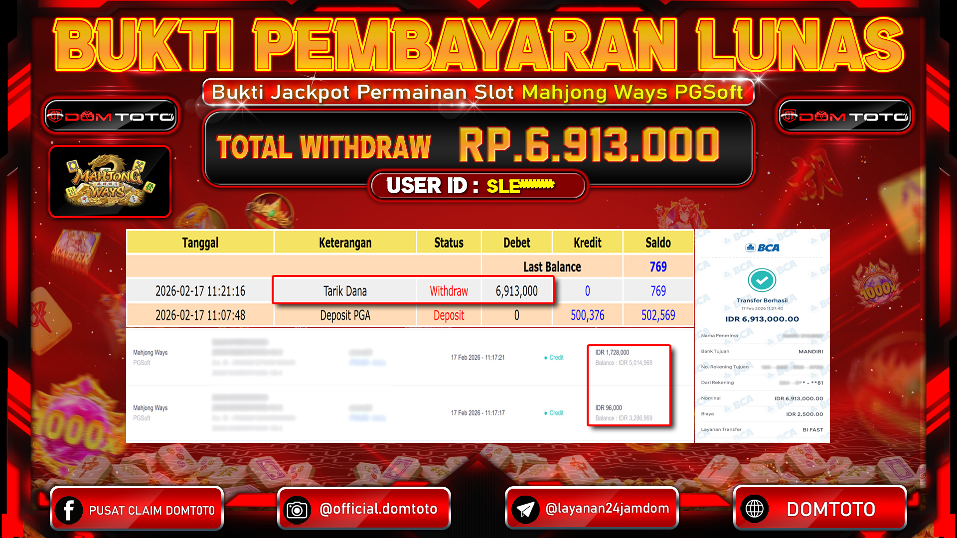 JACKPOT SLOT Mahjong Ways PGSoft 17 FEBRUARI 2026